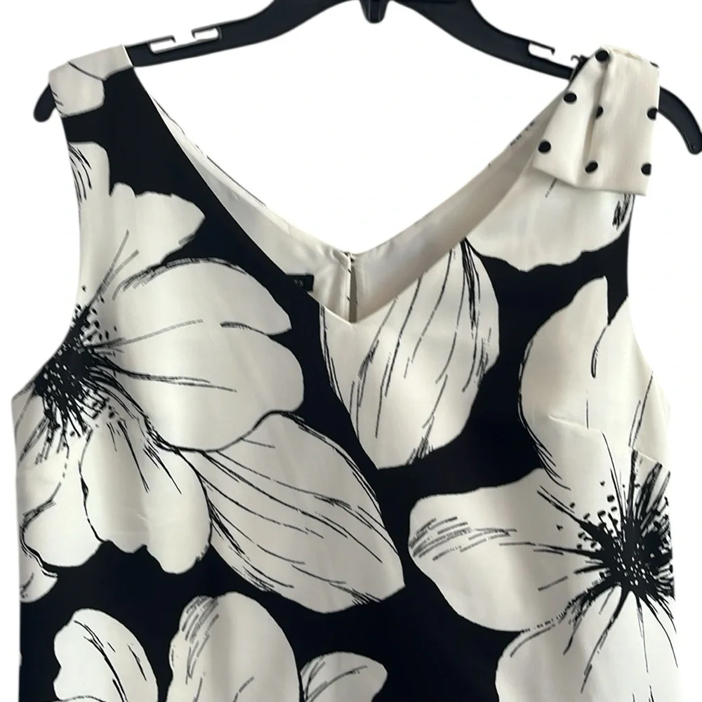 Talbots Black and White Primrose V-Neck Shell Size 6 - Picture 5 of 11